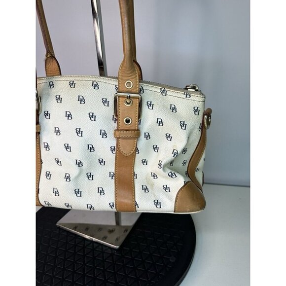Dooney Bourke Medium Leather White Tan Handles - Picture 3 of 12